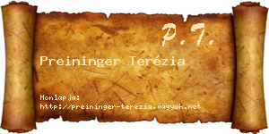 Preininger Terézia névjegykártya